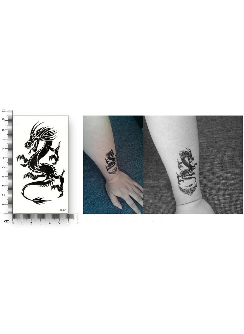 S.A.V.I SAVI Temporary Tattoo 3D Black Dragon Tattoo Sticker Size 105x6CM  1PC 431  - Image 2