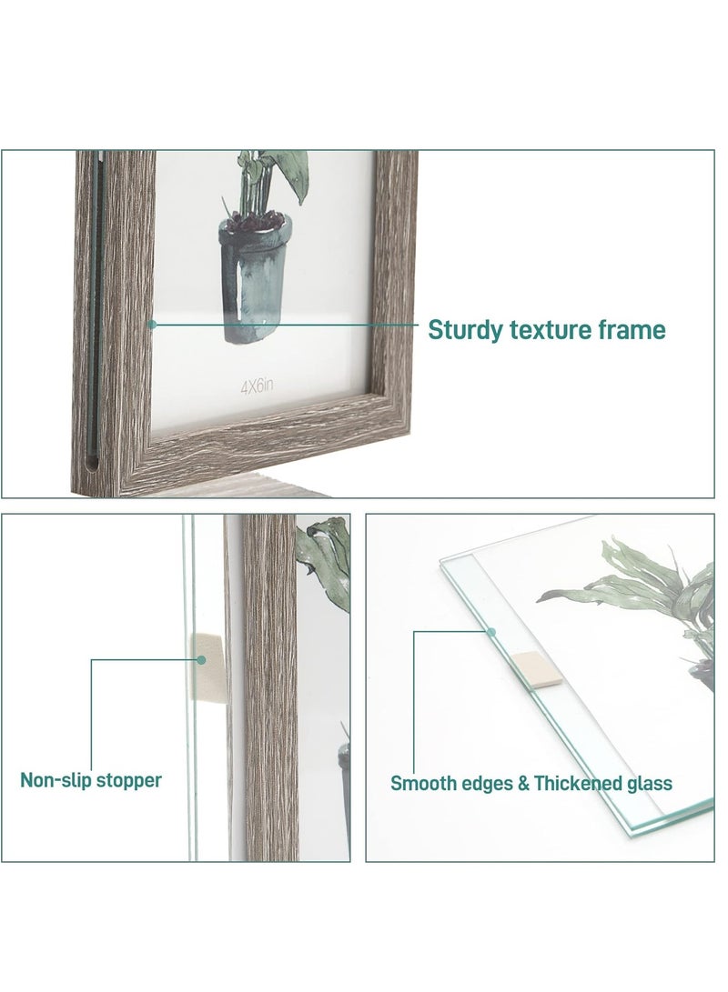 2-in-1 4x6 inch Rustic Picture Frame and Plant Terrarium with Wooden Stand for Desk Office Home Decor  - Image 3