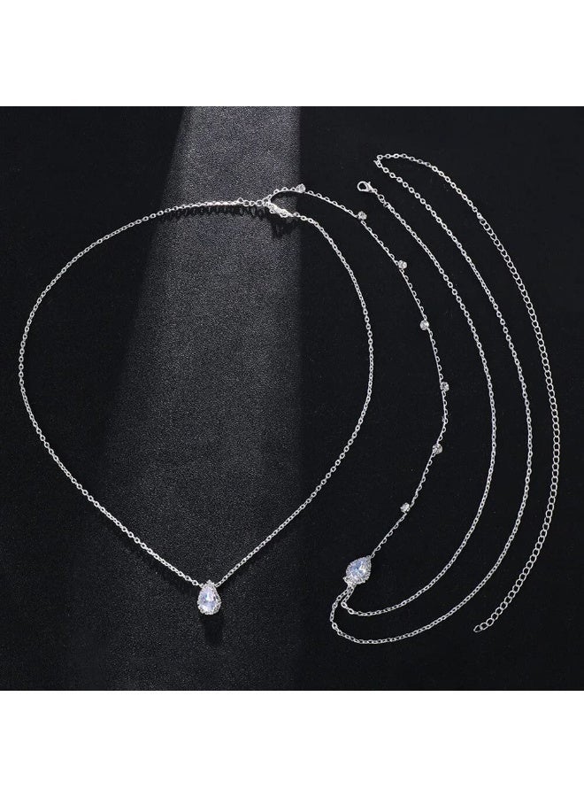 Crystal Wedding Backdrop Necklace for Women Bridal Long Cubic Zirconia Dainty Back Necklace Body Chain Jewelry Festival Prom Gift - Image 3