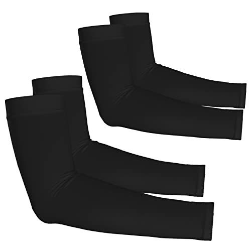 YESLIFE 2 Pairs Black UV Sun Protection Arm Sleeves for Men & Women - Tattoo Cover Up - UPF 50 Cooling Sports Sleeve for Basketball Golf Hiking - Image 1