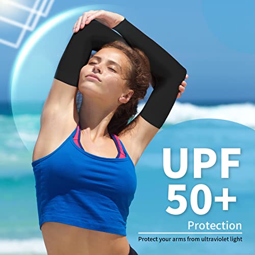 YESLIFE 2 Pairs Black UV Sun Protection Arm Sleeves for Men & Women - Tattoo Cover Up - UPF 50 Cooling Sports Sleeve for Basketball Golf Hiking - Image 5
