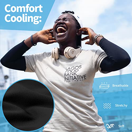 YESLIFE 2 Pairs Black UV Sun Protection Arm Sleeves for Men & Women - Tattoo Cover Up - UPF 50 Cooling Sports Sleeve for Basketball Golf Hiking - Image 4