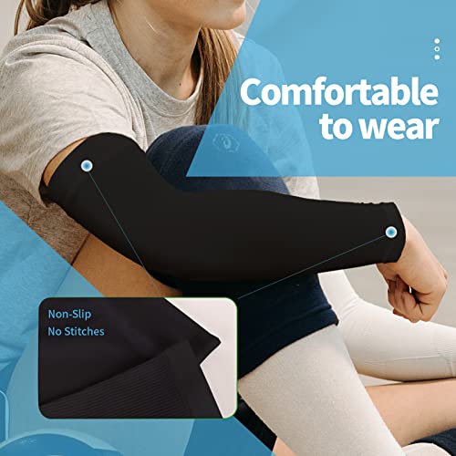 YESLIFE 2 Pairs Black UV Sun Protection Arm Sleeves for Men & Women - Tattoo Cover Up - UPF 50 Cooling Sports Sleeve for Basketball Golf Hiking - Image 3