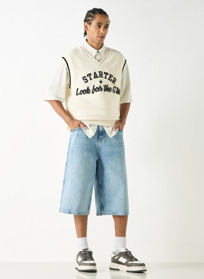 Starter Slogan Applique V-neck Sleeveless T-shirt - Image 2