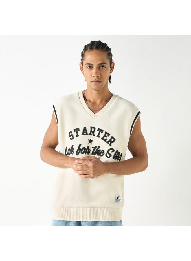 STARTER Starter Slogan Applique V-neck Sleeveless T-shirt  - Image 1