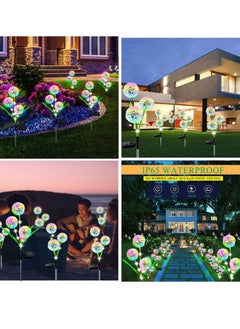 SYOSI Solar Lights Outdoor Garden Decor 2 Pack Upgraded Dandelion Design with 36 Colorful LEDs Illuminate Your Garden with Solar Path Lights Waterproof  - Image 5