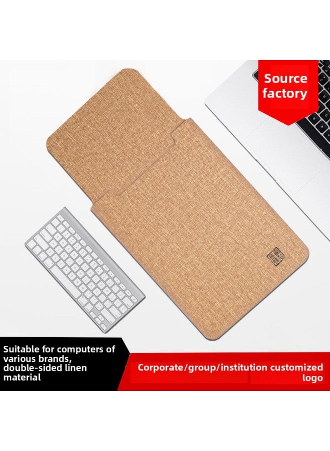 Laptop Liner Bag 11-18 Inch Linen Grain Leather Computer Bag Shockproof Tablet Bag Portable-Color:LAKE BLUE-Applicable Model:18 Inch - Image 2