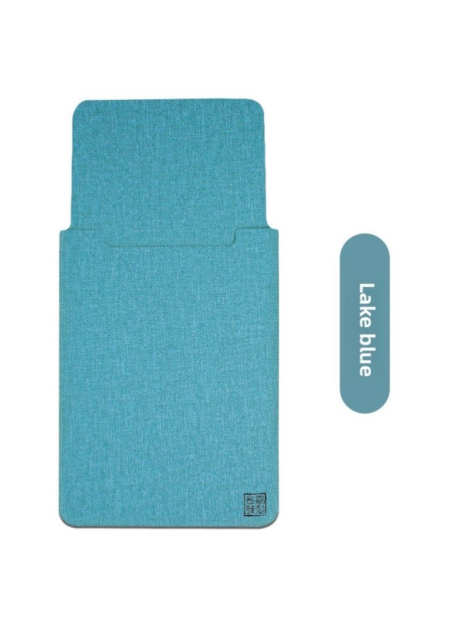 Laptop Liner Bag 11-18 Inch Linen Grain Leather Computer Bag Shockproof Tablet Bag Portable-Color:LAKE BLUE-Applicable Model:18 Inch - Image 1
