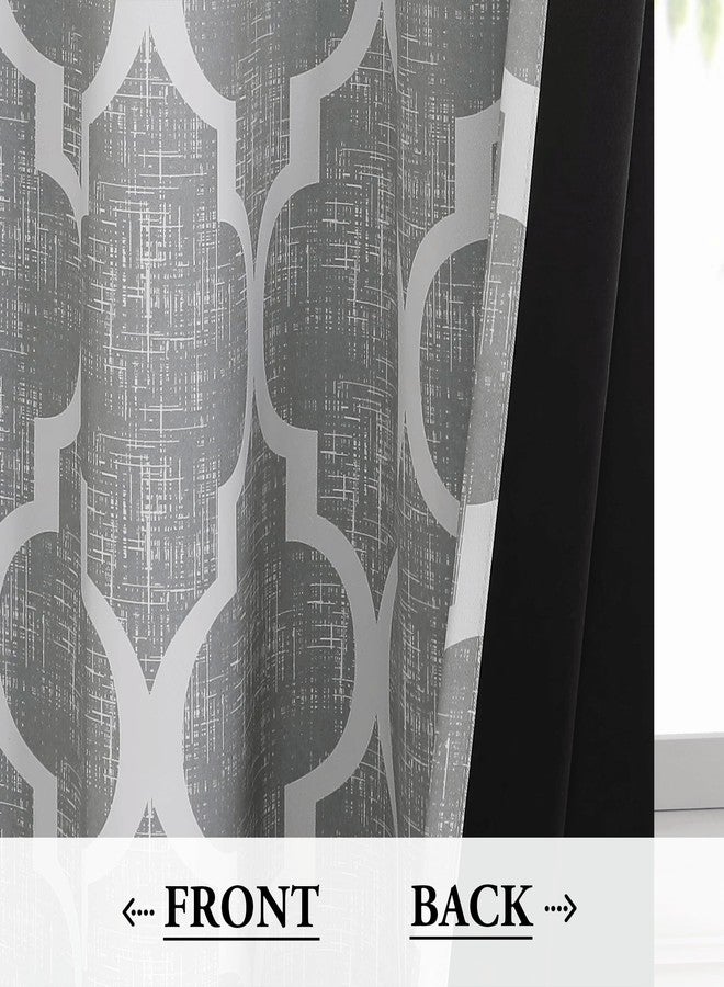 Beauoop Lattice Blackout Window Valance Curtain Panels Thermal Insulated Noise Reduction Drapes for Kitchen Cafe Living Room Quatrefoil Window Treatment Sets Rod Pocket, 50W x 18L, Gray, 1 Panel - Image 4