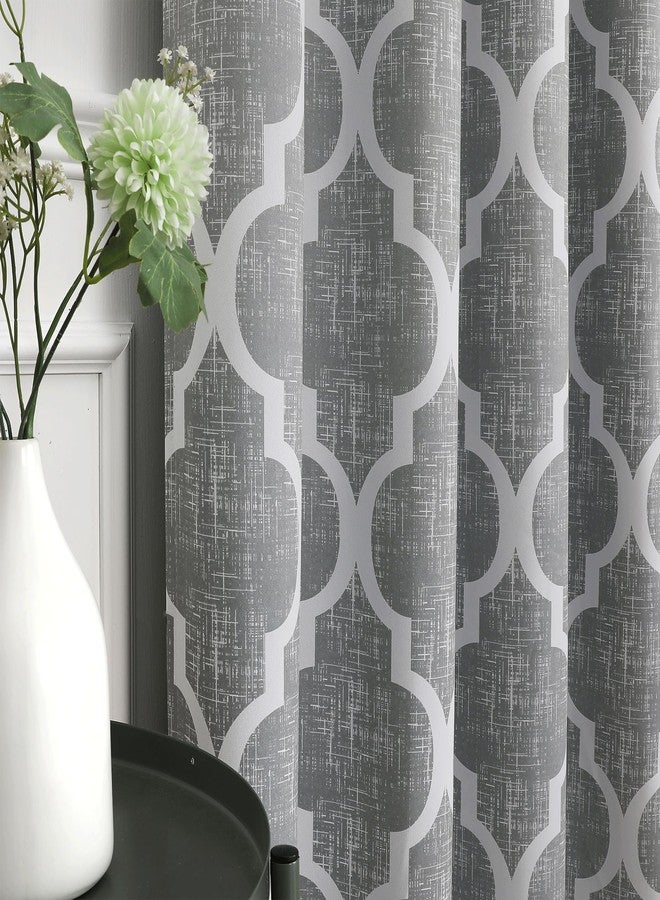 Beauoop Lattice Blackout Window Valance Curtain Panels Thermal Insulated Noise Reduction Drapes for Kitchen Cafe Living Room Quatrefoil Window Treatment Sets Rod Pocket, 50W x 18L, Gray, 1 Panel - Image 5