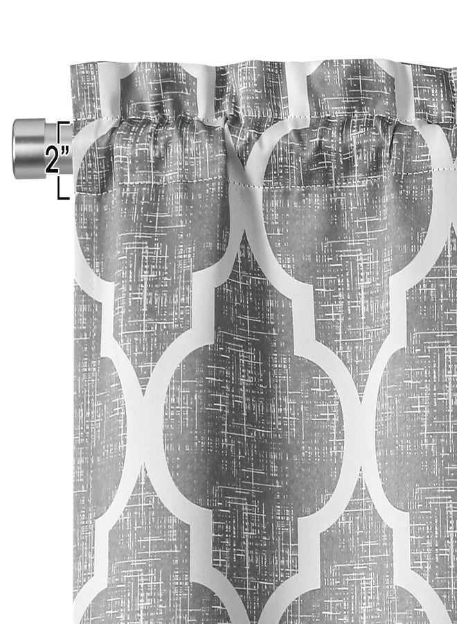 Beauoop Lattice Blackout Window Valance Curtain Panels Thermal Insulated Noise Reduction Drapes for Kitchen Cafe Living Room Quatrefoil Window Treatment Sets Rod Pocket, 50W x 18L, Gray, 1 Panel - Image 3