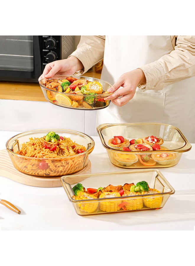 Visions Dinnerware, Heat-resistant Glass Baking Dish 1.8l Oval Steaming Fish Plate, Amber Color, For Oven And Microwave Use, Gift Box Packaging - Image 2