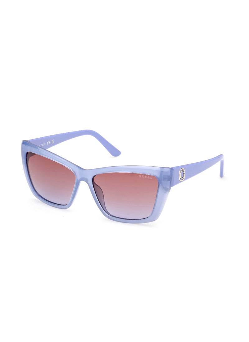 GUESS - Women's Mirrored Cat Eye Shape Plastic Sunglasses GU0009881Z55 - Lens Size: 55 Mm - Shiny Violet - Image 1