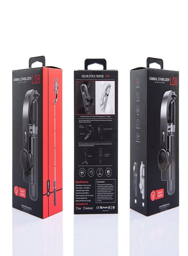 Stargold L08 Anti-Shake Smart Selfie Stick Gimbal Selfie Stick Tripod, Foldable tripod handheld gimbal Auto smart phone stabilizer extendable selfie stick L08 with BT wireless control remote - Image 4