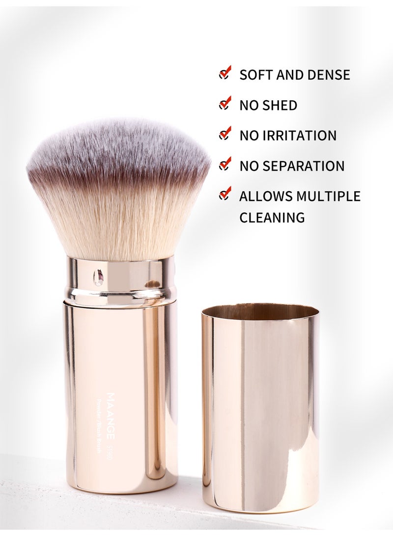 MAANGE فرشاة مكياج أساس 1 قطعة، فرشاة مكياج سفر للأساس، فرشاة أساس سائلة محمولة مع غطاء مثالية لدمج السوائل أو الكريمات أو مساحيق التجميل الخالية من العيوب باللون الذهبي - Image 5