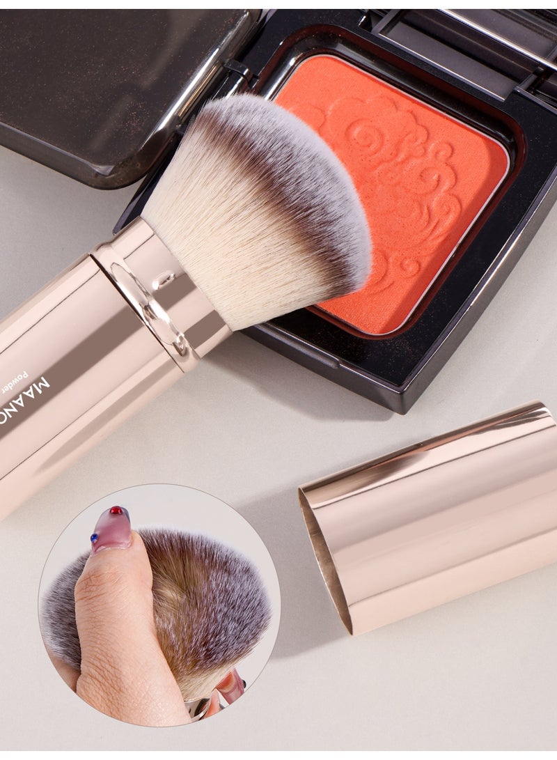 MAANGE فرشاة مكياج أساس 1 قطعة، فرشاة مكياج سفر للأساس، فرشاة أساس سائلة محمولة مع غطاء مثالية لدمج السوائل أو الكريمات أو مساحيق التجميل الخالية من العيوب باللون الذهبي - Image 4