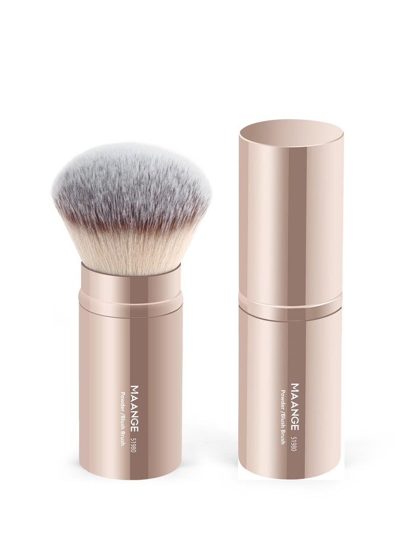 MAANGE فرشاة مكياج أساس 1 قطعة، فرشاة مكياج سفر للأساس، فرشاة أساس سائلة محمولة مع غطاء مثالية لدمج السوائل أو الكريمات أو مساحيق التجميل الخالية من العيوب باللون الذهبي - Image 1