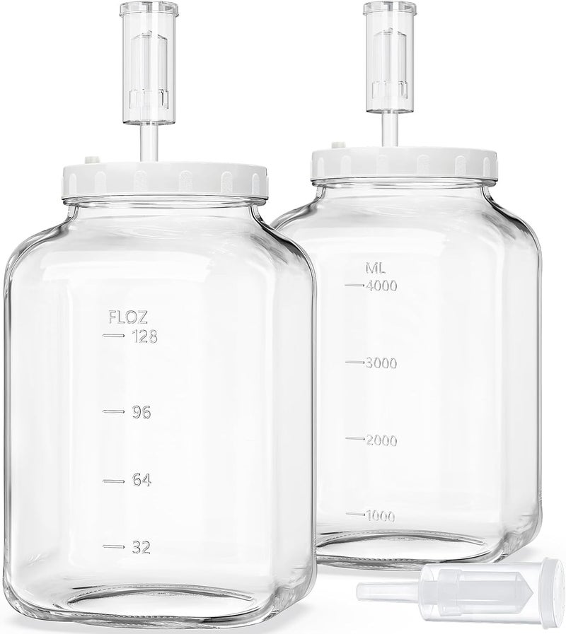 Folinstall 1.5 Gallon Large Fermentation Jars with 2 Airtight Lids and 3 Airlocks, Wide Mouth Glass Mason Jar with Scale Mark, Pickle jars, Mead Making Kit, Kimchi Containers, 2 Pack - Image 1