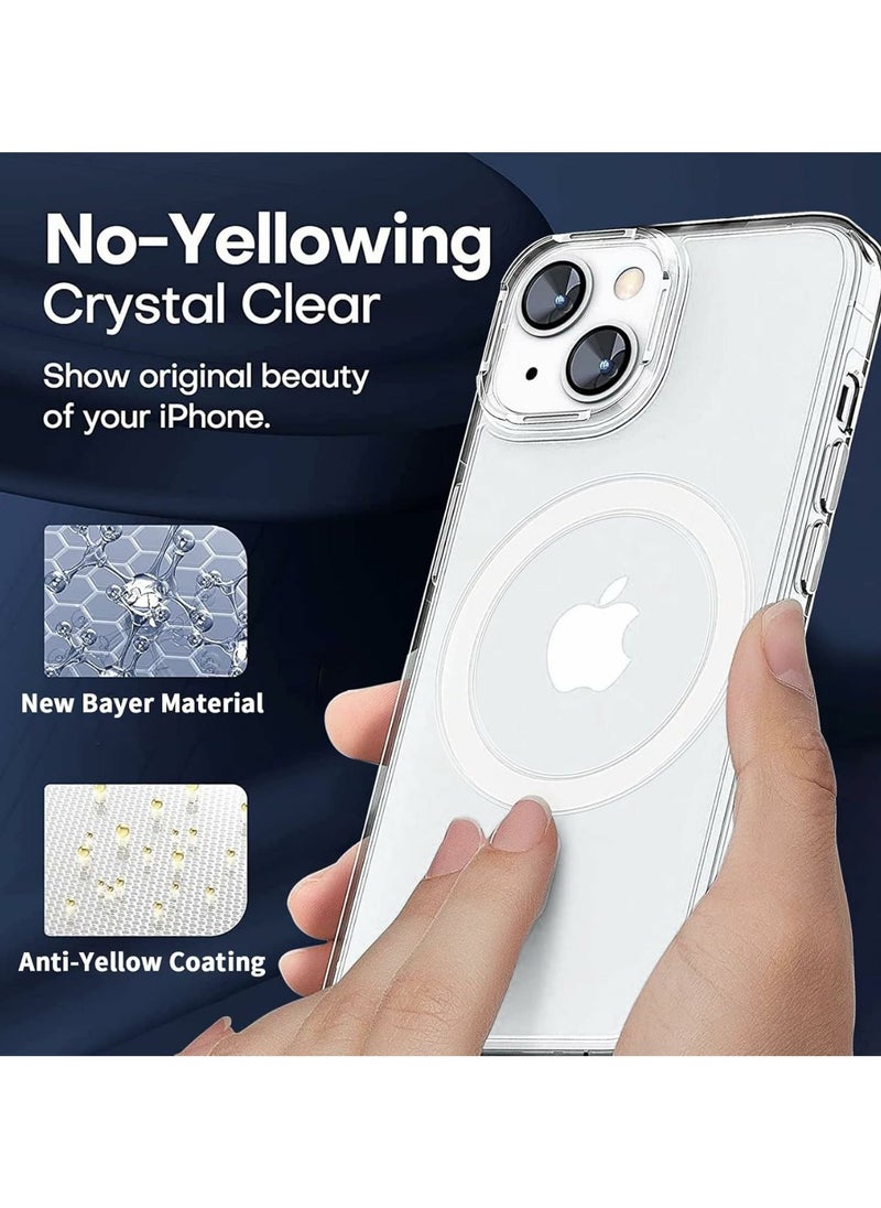 Denx - Package 3 in 1 For iPhone 14, Clear Case with Screen Protector & Lens Protector, Compatible with Magsafe, High-Grade Protection & Anti-Yellowing, Magnetic Case for iPhone 14, Transparent - Image 1