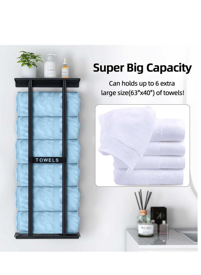 Bathroom Towel Storage Rack,Towel Racks for Bathroom Wall Mounted 30 inch with Shelf Can Holds 6 Large Towels, Wall Towel Rack for Rolled Towels - Image 4