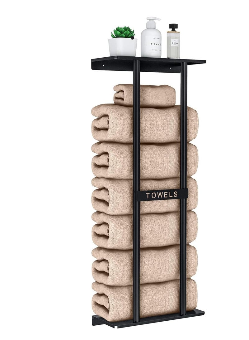 Bathroom Towel Storage Rack,Towel Racks for Bathroom Wall Mounted 30 inch with Shelf Can Holds 6 Large Towels, Wall Towel Rack for Rolled Towels - Image 1