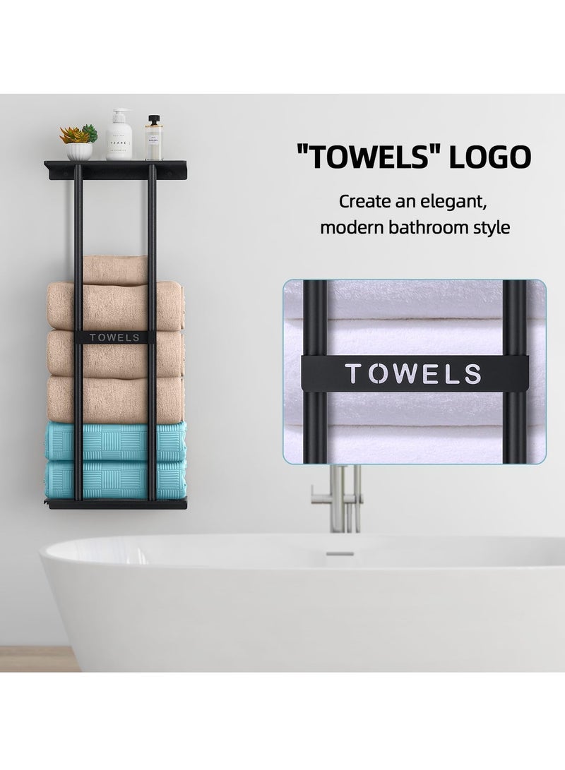 Bathroom Towel Storage Rack,Towel Racks for Bathroom Wall Mounted 30 inch with Shelf Can Holds 6 Large Towels, Wall Towel Rack for Rolled Towels - Image 5