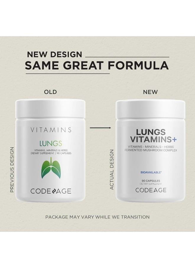 Codeage Lungs Vitamins, A, C, D, E, B6, Milk Thistle Lung Supplement, Zinc & Magnesium, Cordyceps, Reishi, Ginger, Peppermint Leaf Organic Herbs Cleanse, Breathing, Respiration - Non-Gmo - 90 Capsules  - Image 3