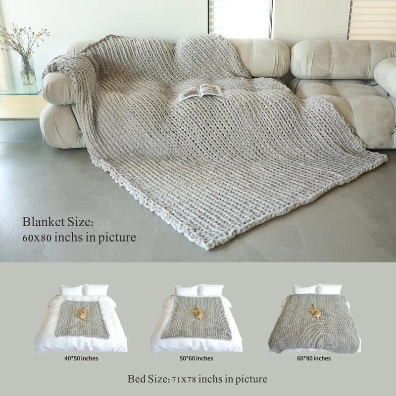 Maetoow Tighter Version Chenille Chunky Knit Blanket Throw （60×80 Inch）, Handmade Warm & Cozy Blanket Couch, Bed, Home Decor, Soft Fleece Banket, Boho Thick Blankets and Giant Yarn Throws，Dark Grey - Image 5