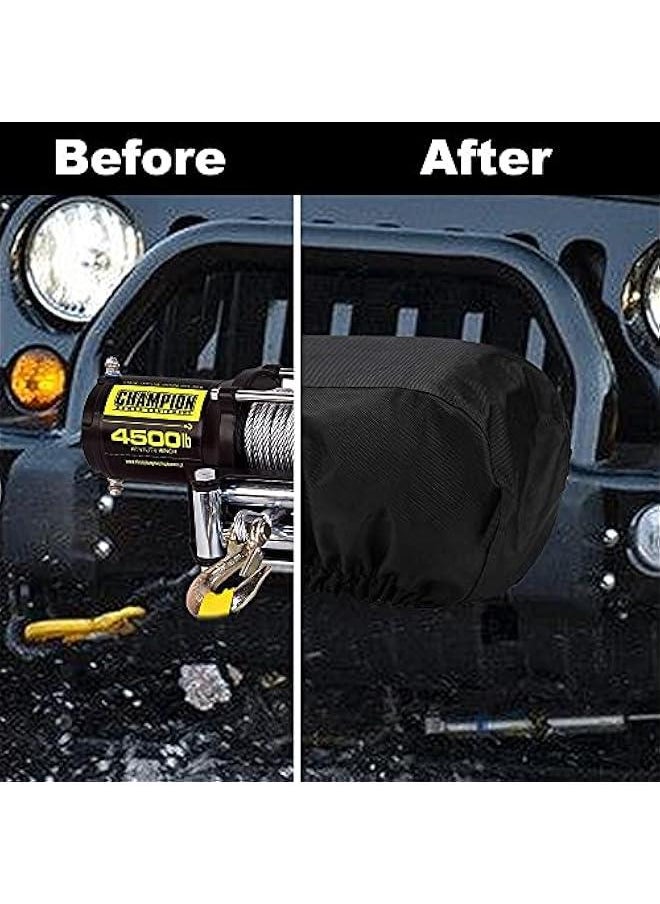 Generic Winch Cover Heavy Duty Waterproof Dustproof Winch Protection Cover with Elastic Band Winch Protection Cover for Electric Winches 8500-17500 lbs Indoor/Outdoor Black  - Image 4