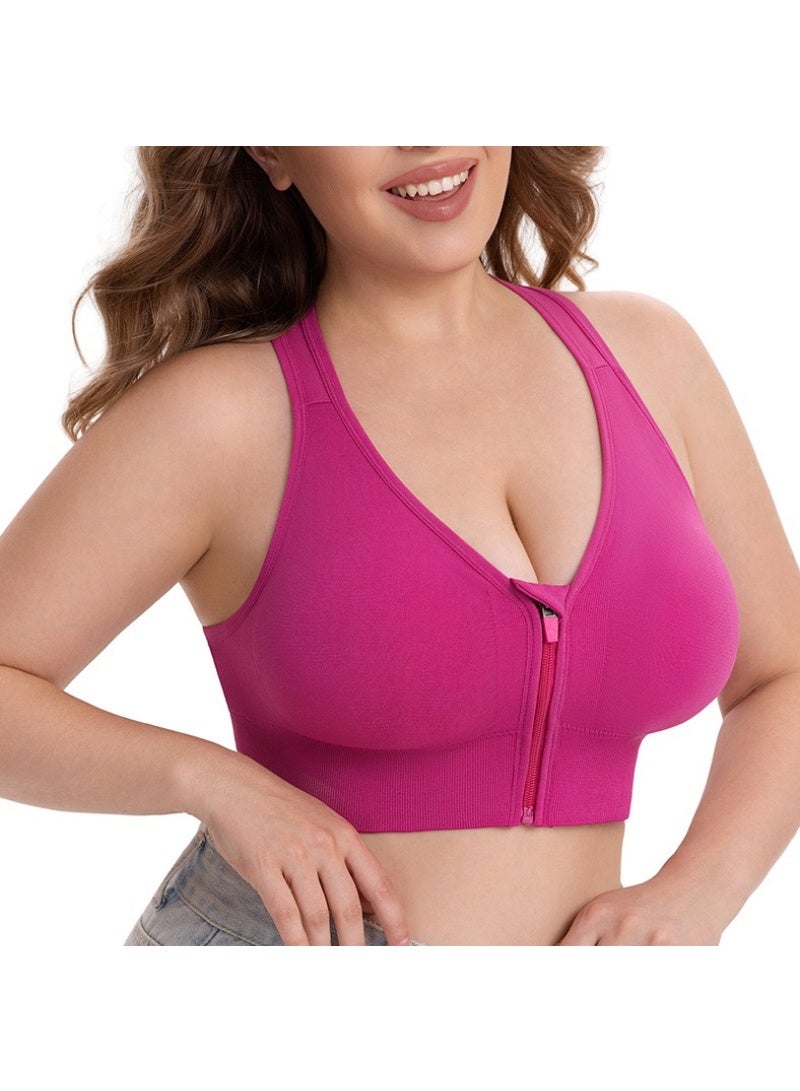 Plus Size Sports Bra Front Zipper Wireless High Support Shockproof Fixed Cup Seamless Fitness Yoga Running - Image 3