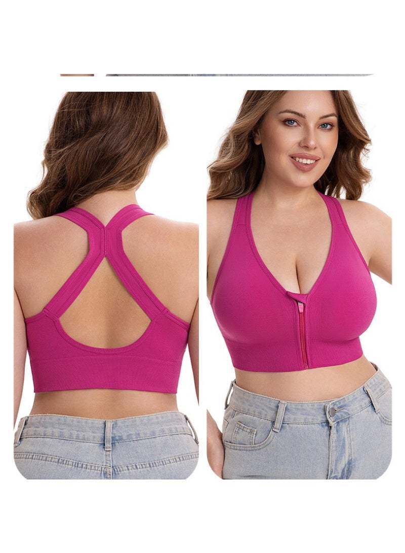 Plus Size Sports Bra Front Zipper Wireless High Support Shockproof Fixed Cup Seamless Fitness Yoga Running - Image 4