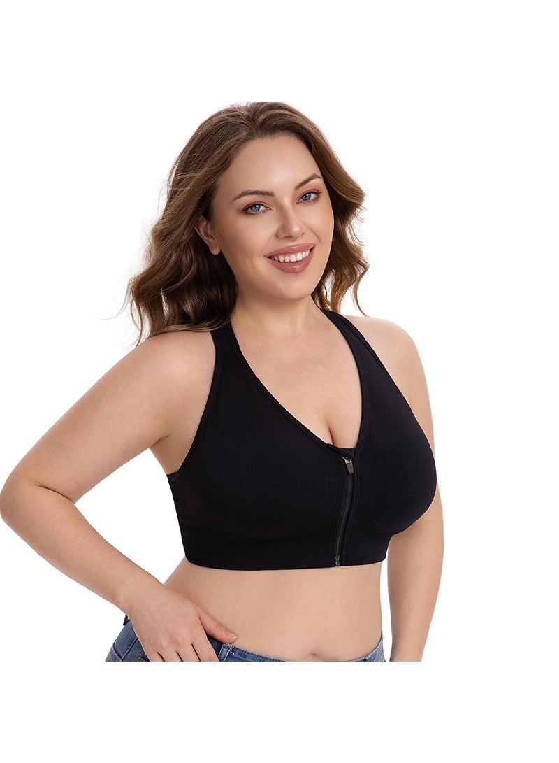 Plus Size Sports Bra Front Zipper Wireless High Support Shockproof Fixed Cup Seamless Fitness Yoga Running - Image 1