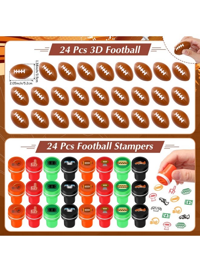Aoriher 120 Pcs Football Sport Balls Party Favors Set Serve 24, Football Goodie Foam Finger Mini Stress Ball Slap Bracelet Charm Bracelet Stamp for Kids Party Supplies - Image 4