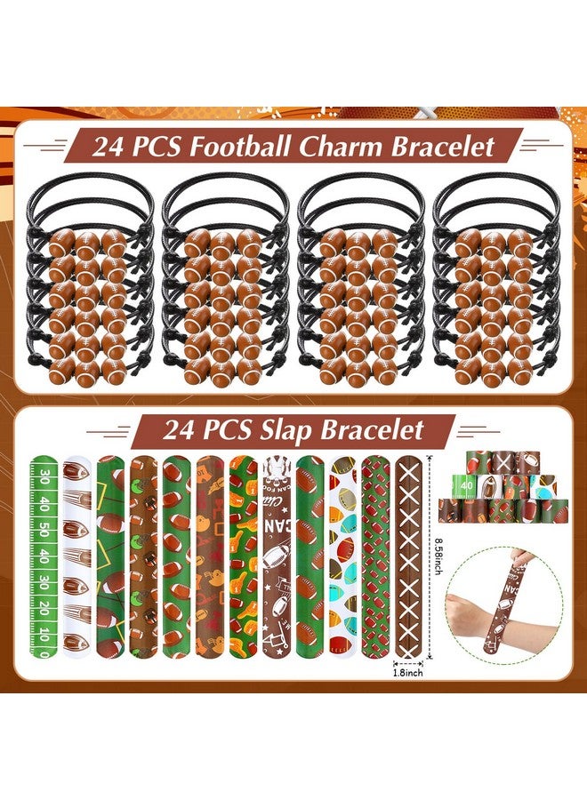 Aoriher 120 Pcs Football Sport Balls Party Favors Set Serve 24, Football Goodie Foam Finger Mini Stress Ball Slap Bracelet Charm Bracelet Stamp for Kids Party Supplies - Image 3