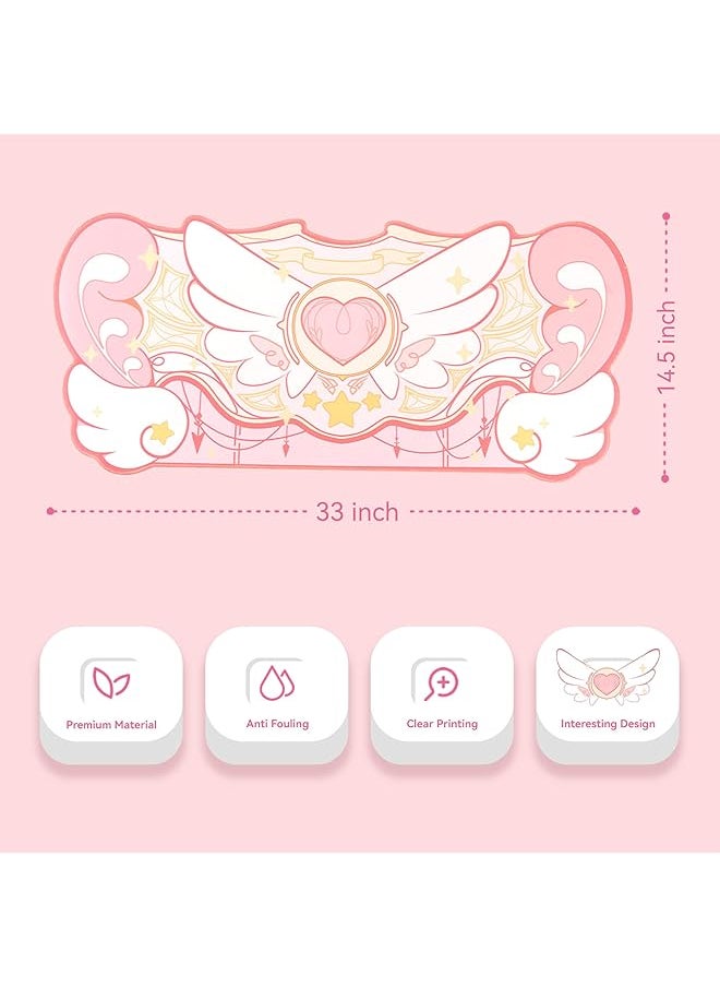 GEEKSHARE Large Gaming Mouse Pad Pink Non Slip Rubber Back Mouse Pad Big Waterproof Mat For Keyboard And Mouse Perfect For Gaming Or Home Office Work Star Wings Pink  - Image 2