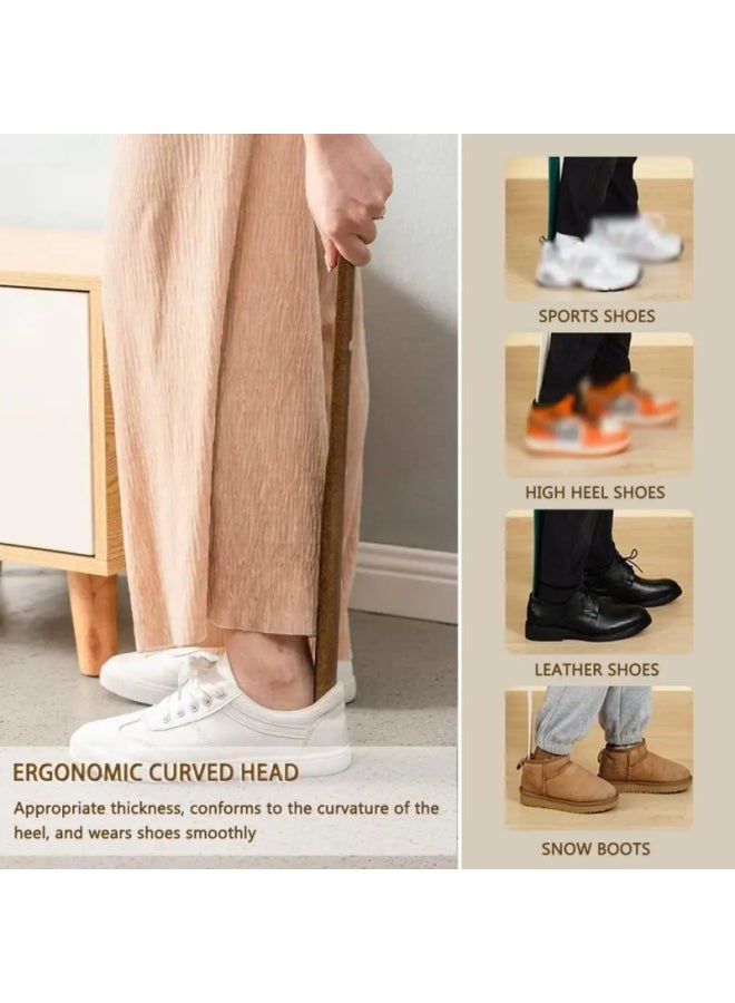 Wooden Shoe Horn With Magnetic Holder, Suitable for High Heels, Leather Shoes, Sneakers - 75 cm - Nut Brown Color  - Image 3