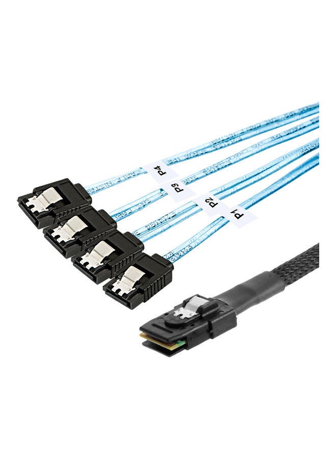 NIBEMINENT Mini SAS SFF-8087 To 4 SATA Hard Disk Cable 1meter Black/Blue - Image 1