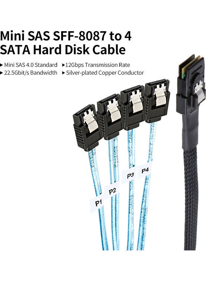 NIBEMINENT Mini SAS SFF-8087 To 4 SATA Hard Disk Cable 1meter Black/Blue - Image 5
