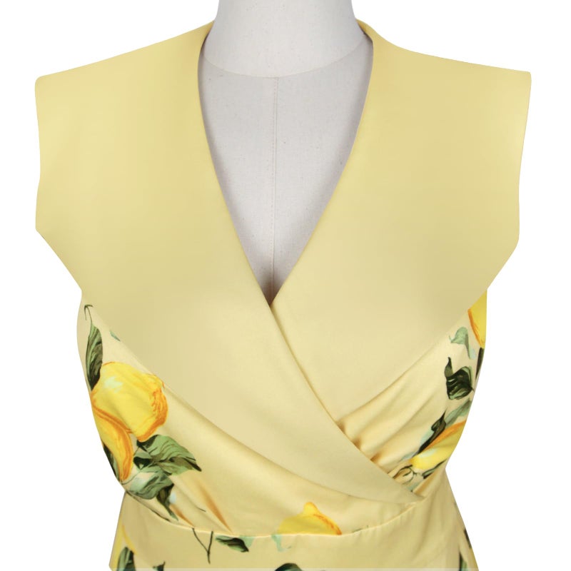 HIGAKI Women's 1950s Dress Tea Party V-Neck Sleeveless Dress(DR0065YE,XL) - Image 2