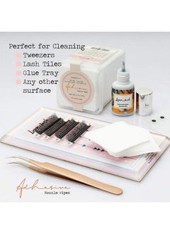 Lyon lash Eyelash Extension Glue Adhesive Wipes 200 Pcs | Glue Residue Remover Cleansing Pad Lint Free | Essential Lash Extensions Supplies Accessories Tools  - Image 5