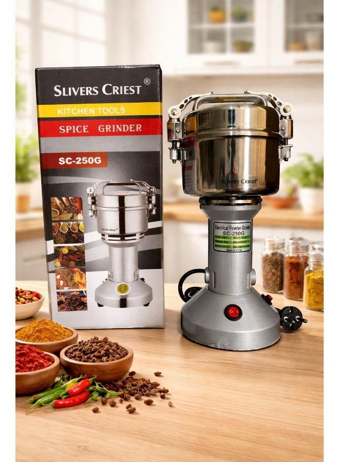 شظايا كريست Slivers Criest مطحنة توابل سعة 250 غرام مع وعاء من الستانلس ستيل ومحرك نحاسي – SC-250G - Image 2