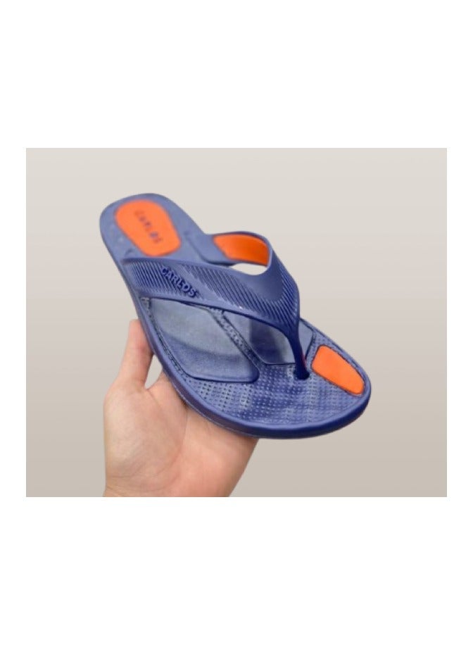 Men's and youth slippers, rubber, blue and orange color - Image 2