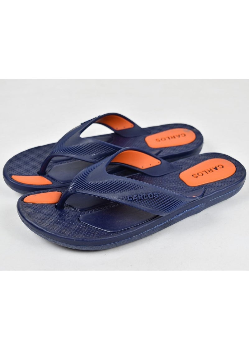 Men's and youth slippers, rubber, blue and orange color - Image 1
