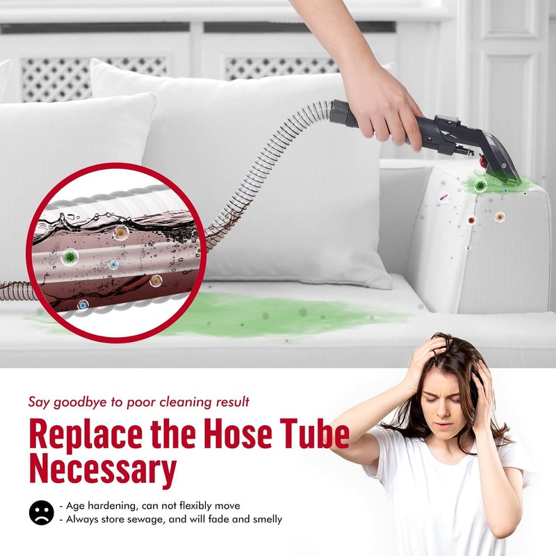 كوفلانت ملحق خرطوم التمديد الإصدار XL المُحسّن المتوافق مع آلة هوفر Clean Slate المحمولة FH15000V، FH14000، BH14000V، FH14052، أجزاء استبدال الأنابيب الداخلية والخارجية لتنظيف السجاد مقاس 60 بوصة - Image 4