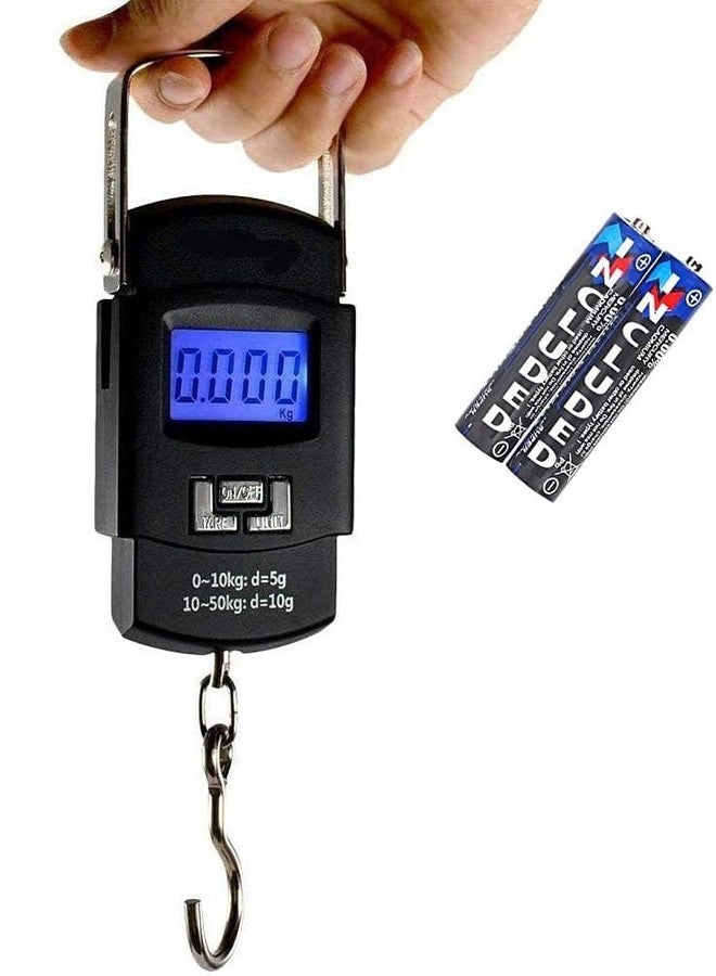 Weight Machine for Luggage, Wait Machine, Luggage Wighing Scale, Digital Weighing Scale, Bag Weighing Scale for Luggage, Electronic Portable Fishing Hook Type Digital LED Screen, 50 kg (Black) Vcx-517 - Image 1
