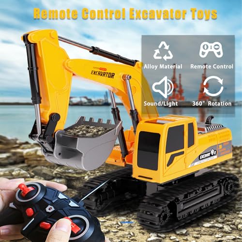 Ruutcasy Remote Control ExcavatorToy Digger Remote Control Digger Excavator ToysEngineering Sand Digger Construction Vehicle Toy RC Excavator Toy Cars for Kids - Image 5