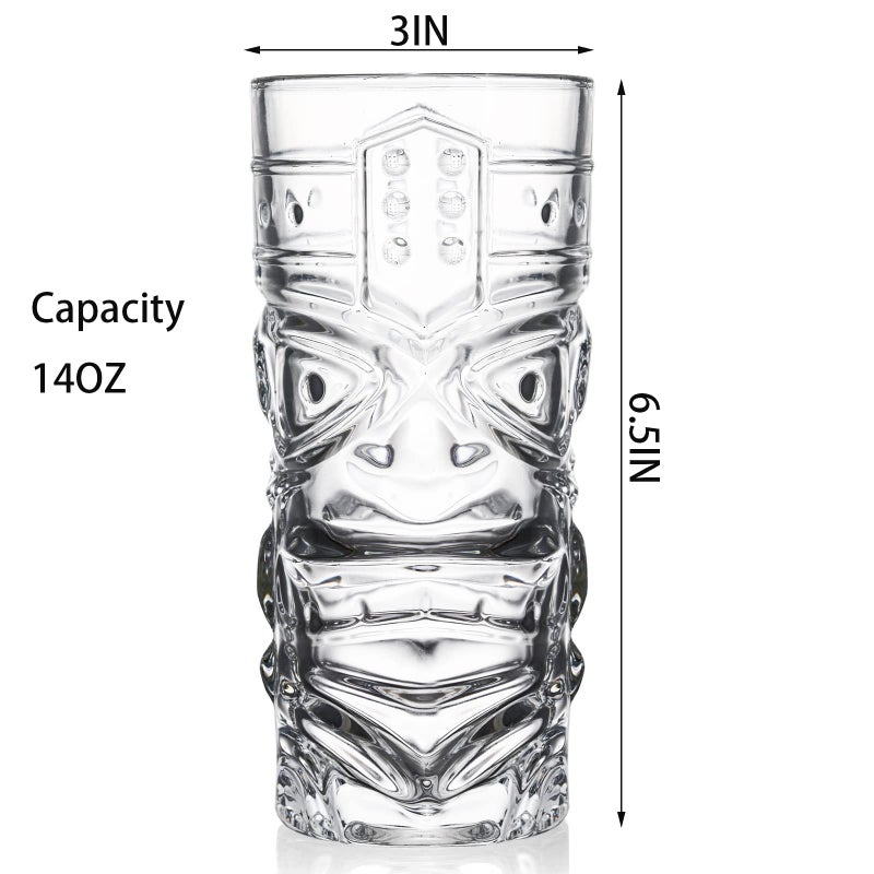 Cedilis 6 Pack 14oz Tiki Glasses Modern Bar Tiki Cup Tiki Mug, Halloween Glasses Mug Cup Perfect for Mai Tai, Exotic Zombie Cocktails for Hawaiian Party, Halloween Decor - Image 5