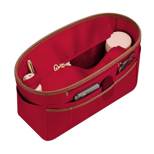 GIVLEFLY Purse Organizer Insert for Tote Bag, Large Bag Organizer Insert with Zipper Pocket, Multi Pocket Handbag Organizer, Structured Purse Liner Shaper - Image 1