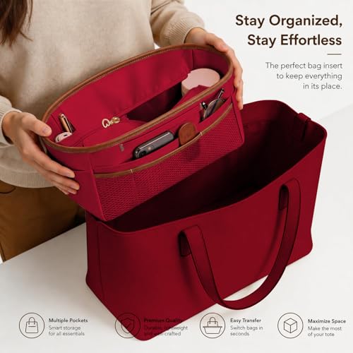 GIVLEFLY Purse Organizer Insert for Tote Bag, Large Bag Organizer Insert with Zipper Pocket, Multi Pocket Handbag Organizer, Structured Purse Liner Shaper - Image 2