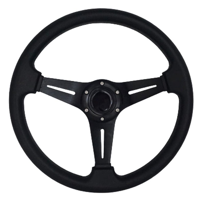 YEHICY 138 Auto Racing Steering Wheel Flat Drifting 6 Bolts Car Sport Steering Wheel Pu Leather and Aluminum Spokes with Horn Button